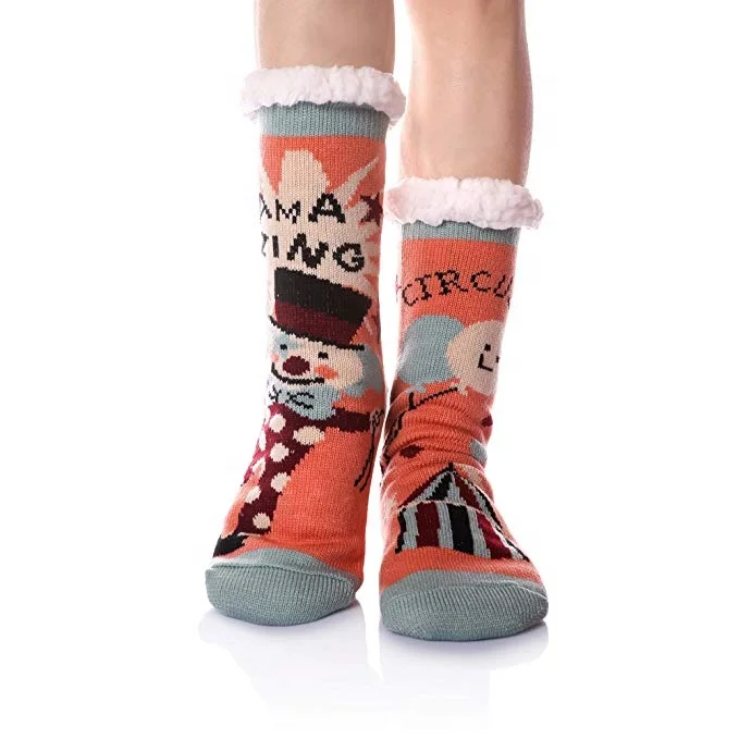 Женские зимние Рождественские теплые удобные шерпа уютные красочные пушистые тапочки Пушистые Носки