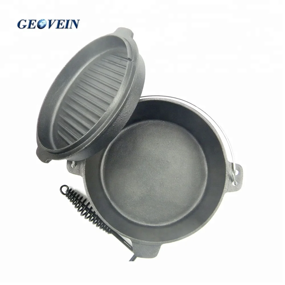 2 in 1 Camp Grill Pan Lid! Pre-Seasoned Cast Iron Dutch Oven Charcoal Wood