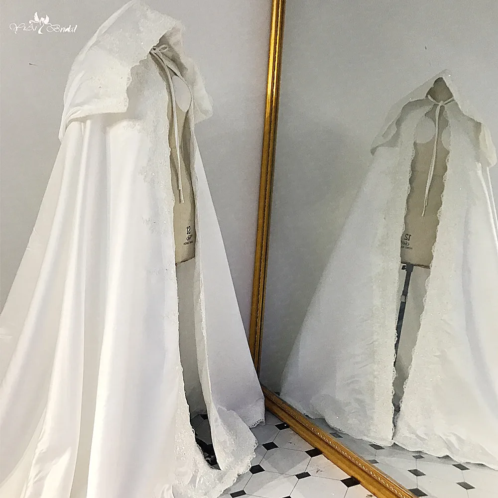 RSJ123 Wedding Jacket Real Photos Popular Medieval Renaissance Costume cape Fancy Wedding Wraps Satin Bridal Cape Winter Cloak