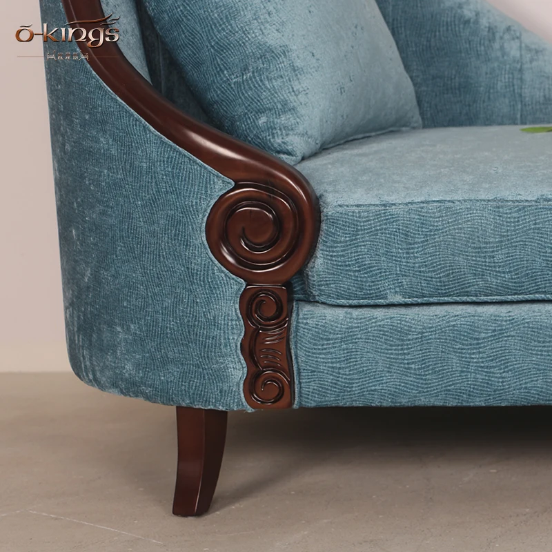 Hotel good goods blue velvet chaise longue