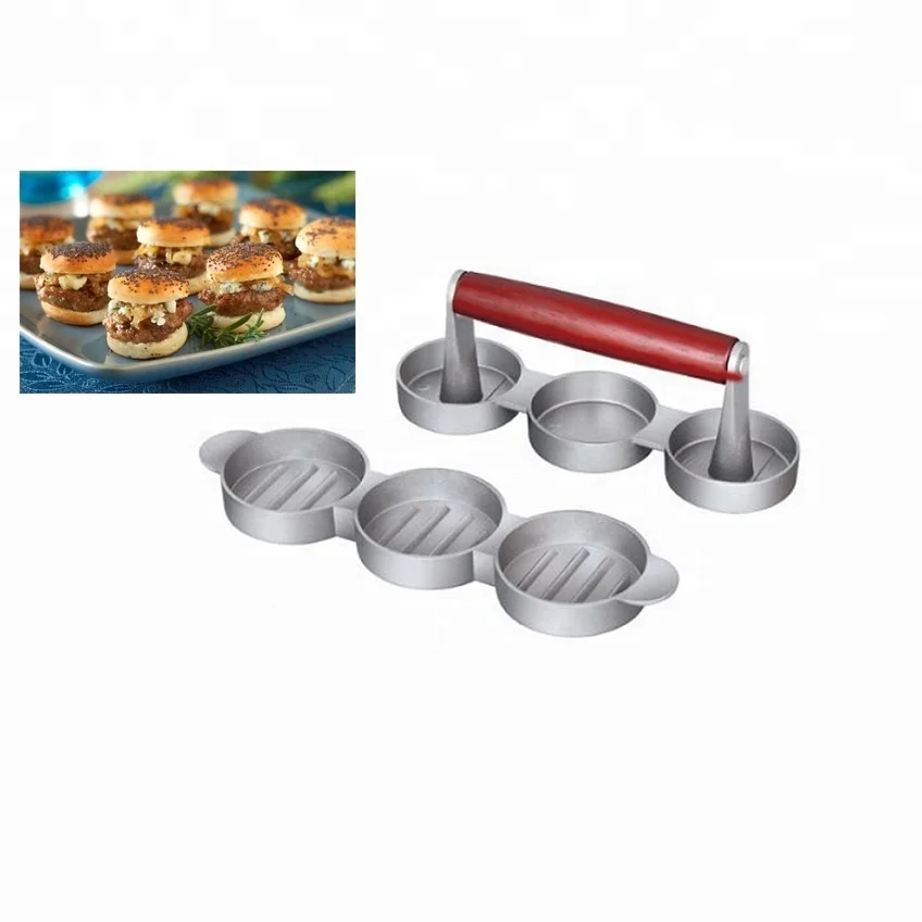 high quality Aluminum 3 slot mini hamburger patty maker burger press