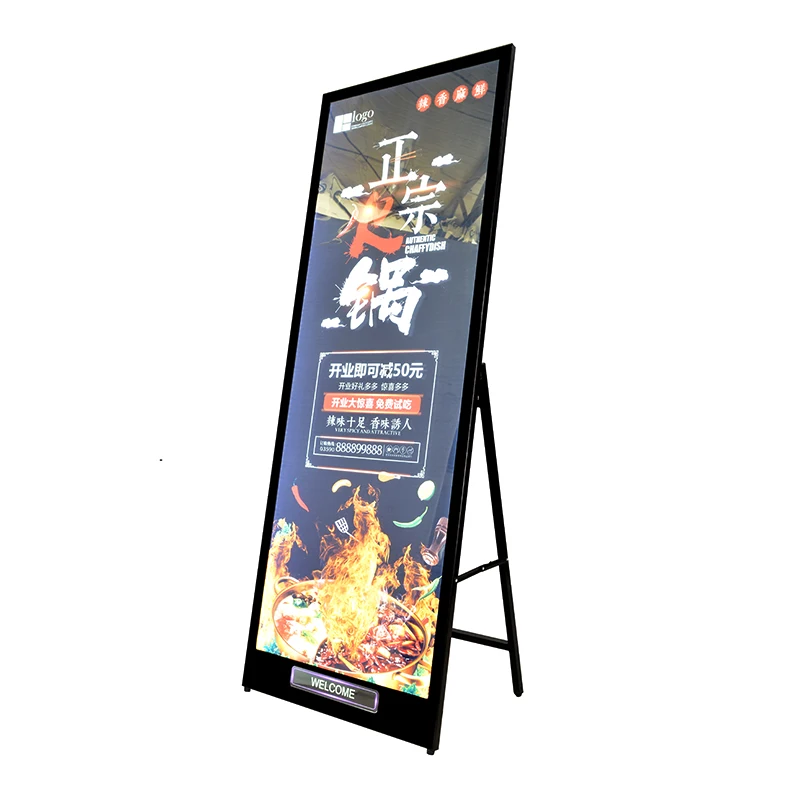 double sided outdoor led open sign vertical lcd panel stand advertising display led advertising stand