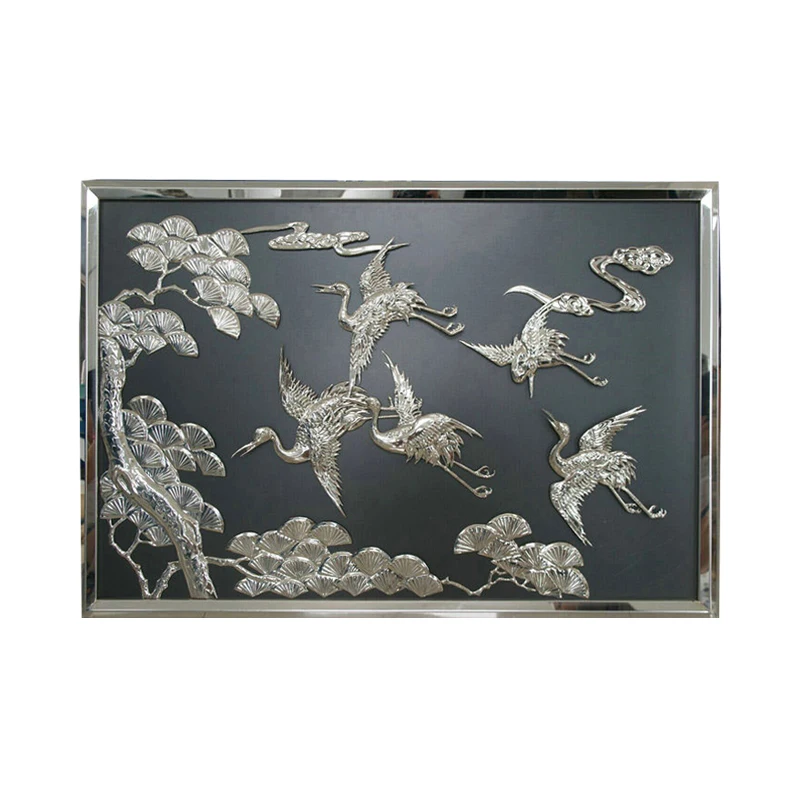 3d handmade silver relief art animal brass vintage metal steel bird restaurant wall art decoration
