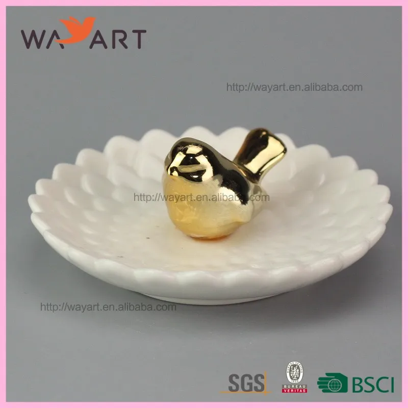 Classic Gold Plating Bird Shaped Ceramic Custom Melamine Plate