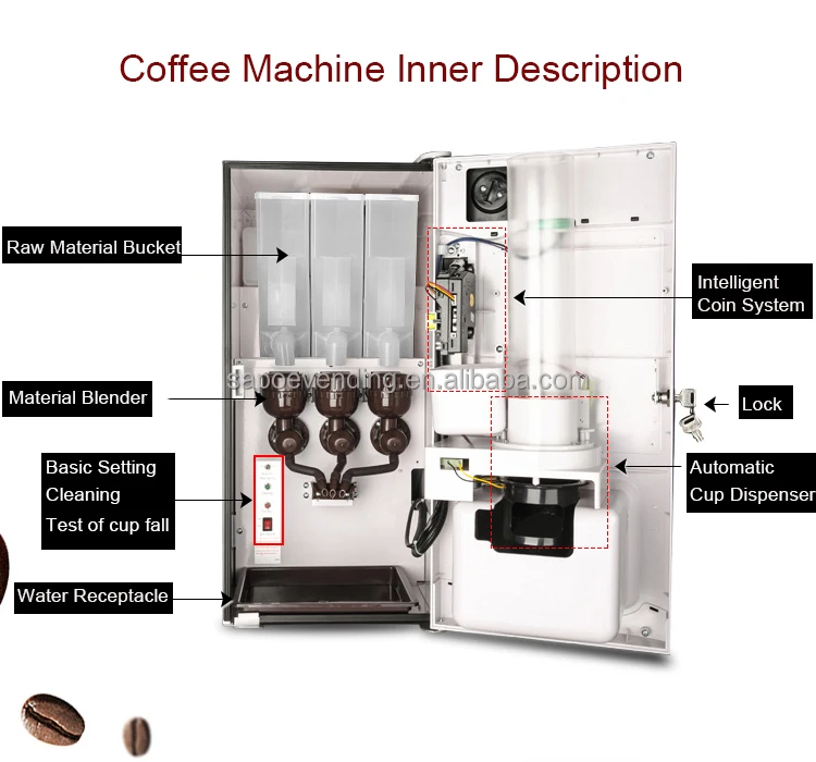 European style 3 hot drinks and 3 cold drinks small korean coffee vending machine
