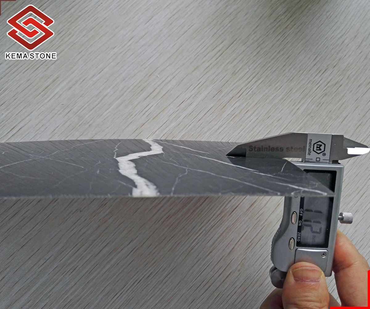 Super Slim Thin Real Natural 1mm Stone Black Marquina Marble Veneer Sheet