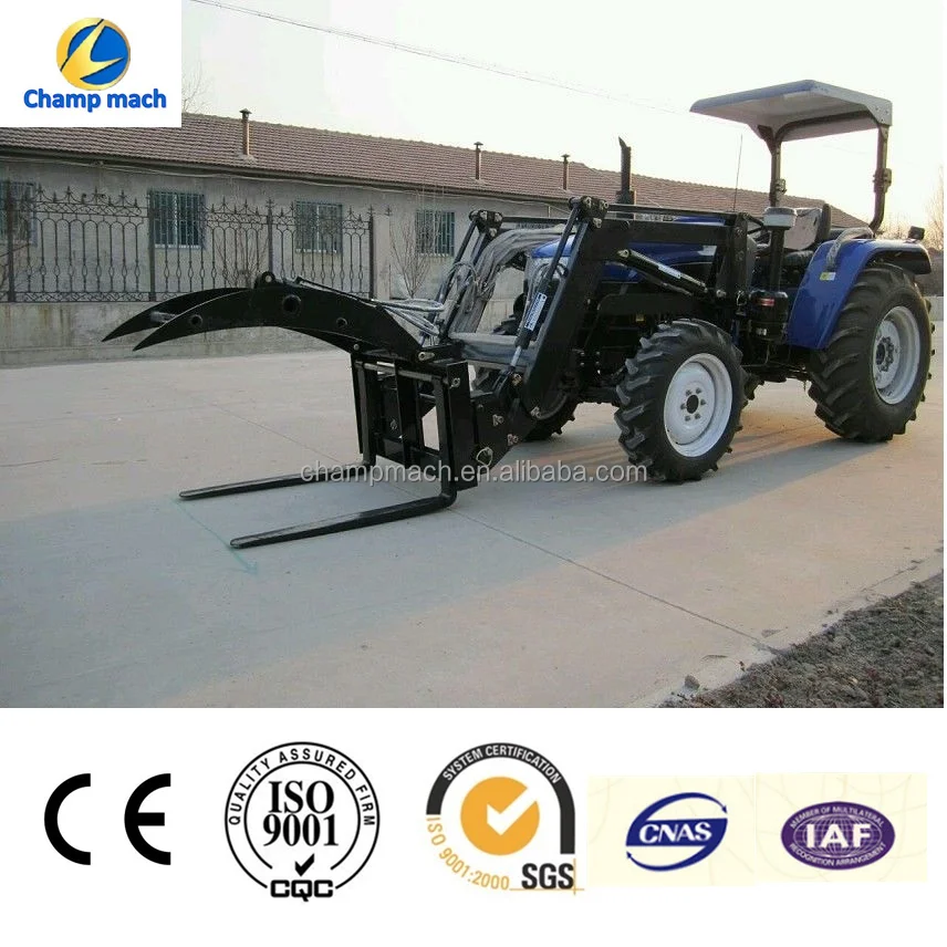farm tractor front end loader with log grapple