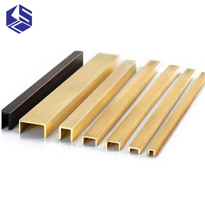 extrusion profile wall transition U shape strip tile trim brass tile flooring profiles