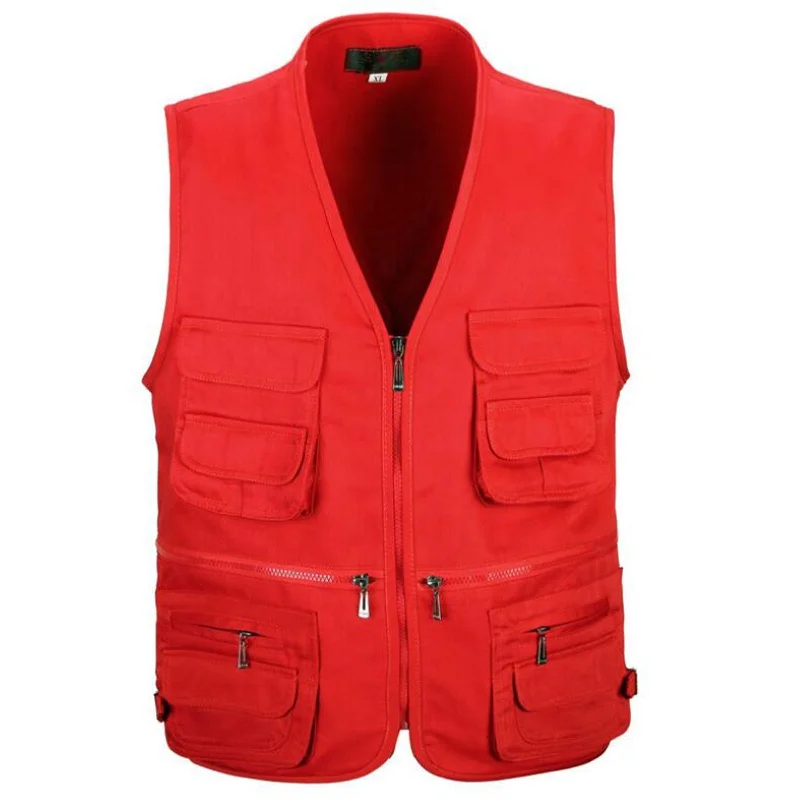 sleeveless work vest with many pockets outdoor working vest uniform manufacture cotton fishing life jacket