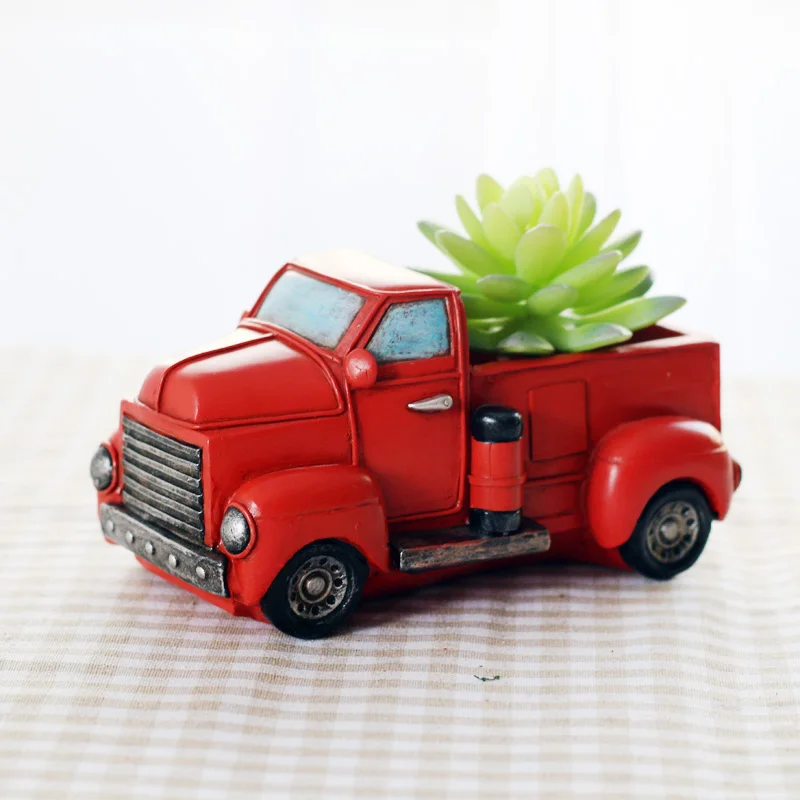Roogo resin truck flower pot for wedding home decor