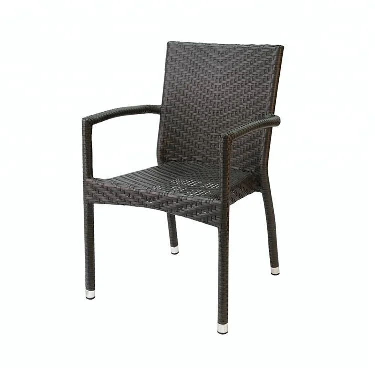Factory Direct Selling Material Woven Rattan Outdoor Dining Chair Back Arm Dinner Chair Black Dining Chairs