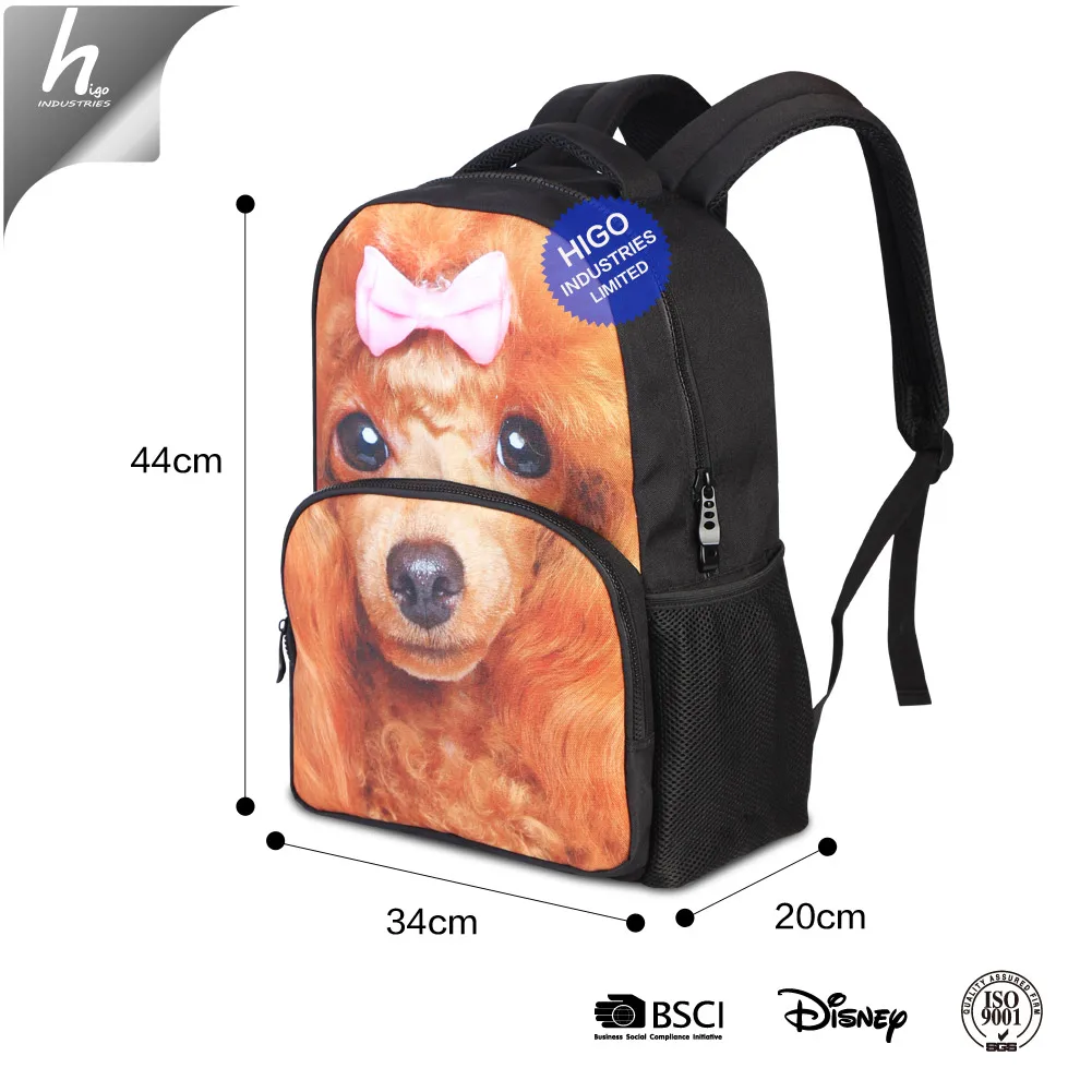 Dog 3D Picture of School Bag 2020 New Style Funny Backpack for Guy Cool Girls Laptop Back Pack