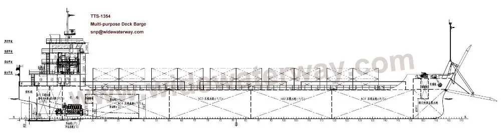 TTS-1354 5000t forward landing ramp deck barge sale