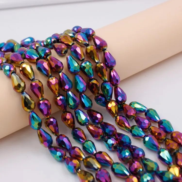 Wholesale 10*15mm mixed color Crystal Glass Tear Drop Beads For Jewelry Making