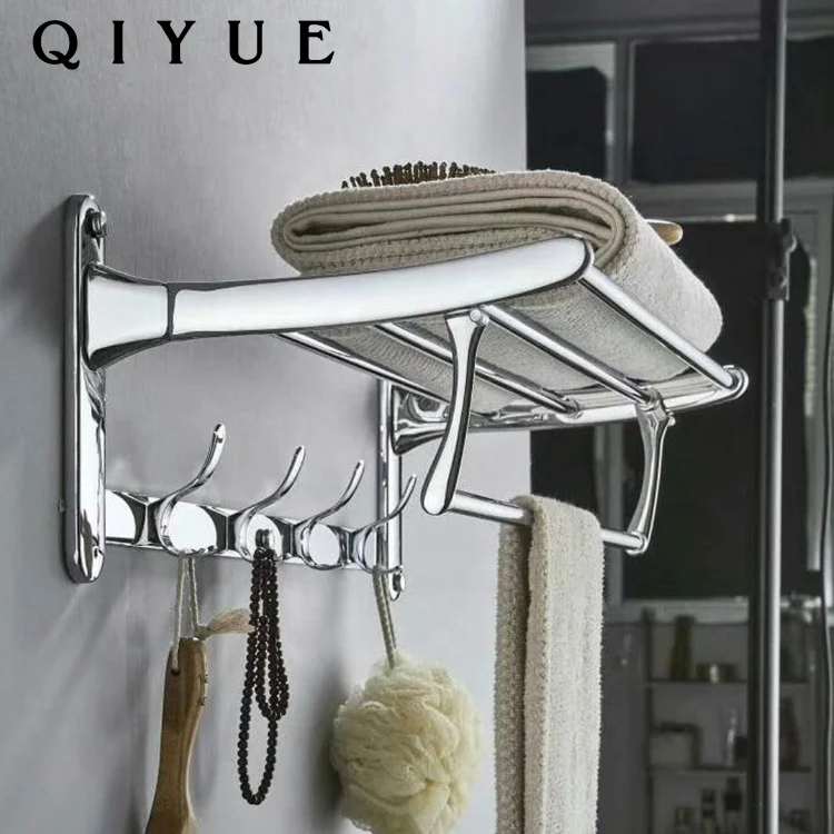 New design bathroom accessories zinc alloy bath towel rack holder with hooks