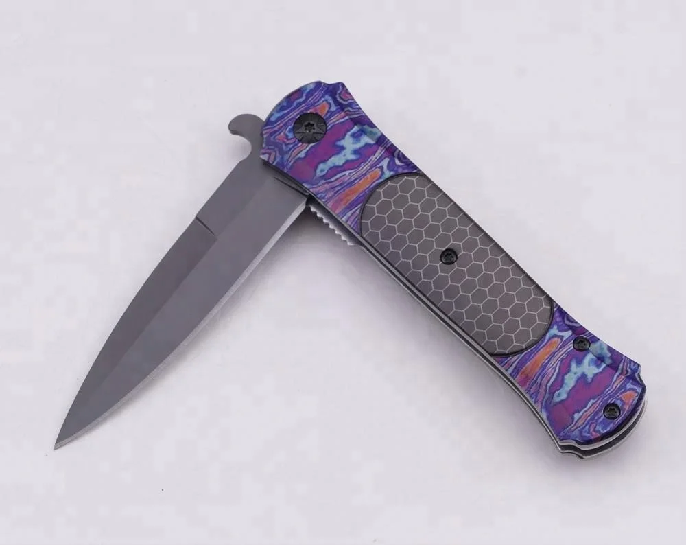 Stainless Steel Pocket Knife Laser Logo on Blade Polybag White Paper Box Outdoor Knife