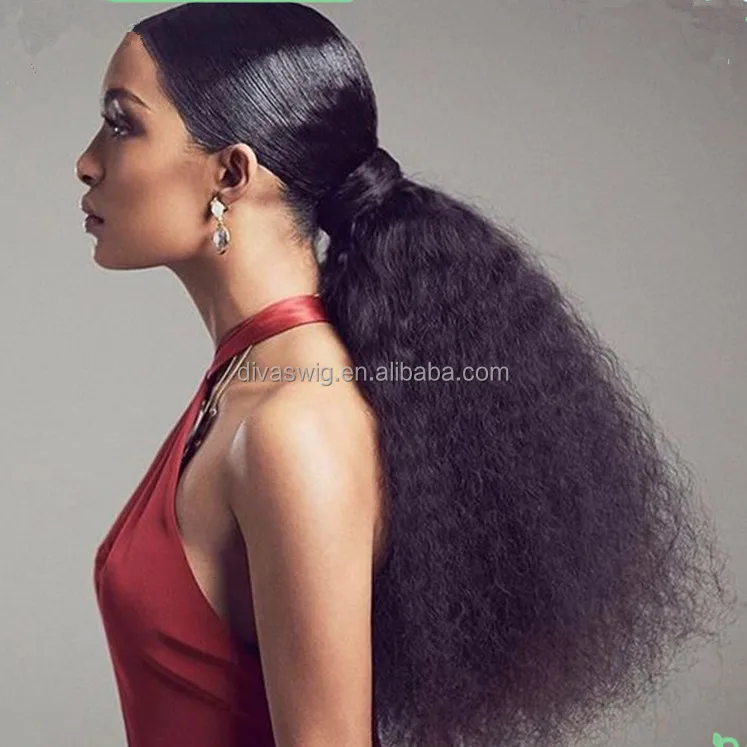 Light yaki Straight Ponytail for black women Clip in Human Hair Ponytail Extensions ponytail hairpiece Hot sell