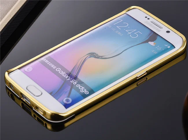 Gold Plated Metal Acrylic Aluminum Mirror Back Bumper Cell Phone Cover Case For iPhone For Samsung Galaxy S4 S5