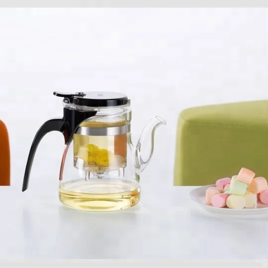 Safe Heat Resisting Borosilicate Home Office Large Tea Pots 600ml Strainer Teapot High Heat Resistant Glass Tea Pot With Infuser
