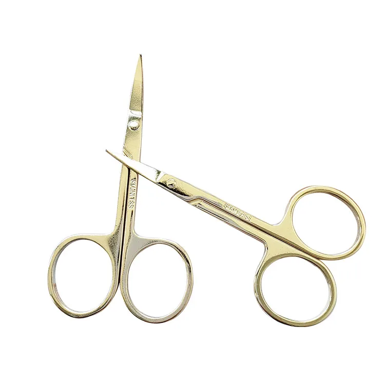 
Wholesale Beauty Personal Makeup Eyebrow Scissors Small Gold Stainless Steel Beauty Scissors 