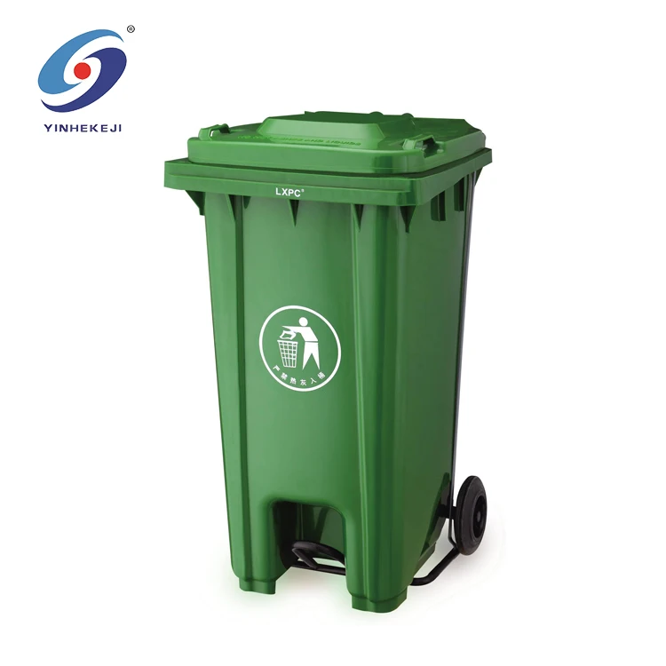 
Solid rubber wheel double wheel amusement park outdoor trash can 