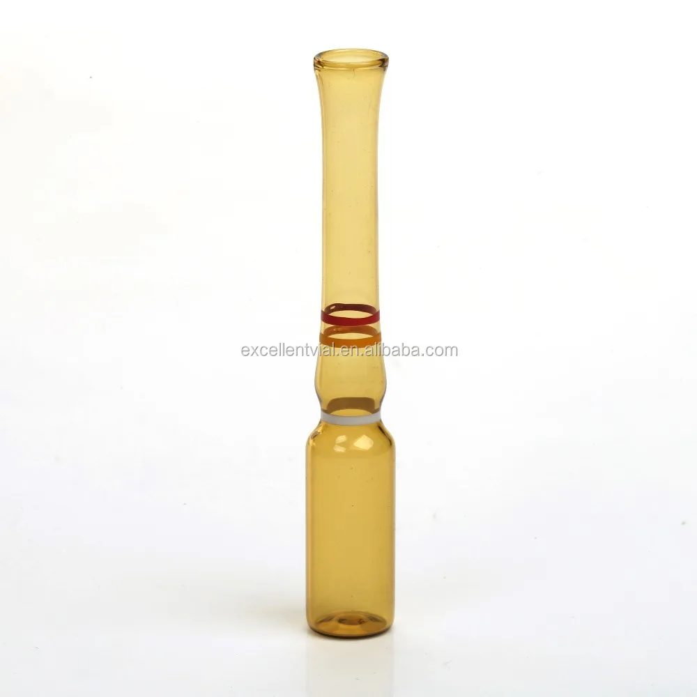 1ml glass ampoule amber form C yellow red ring white easy breaking ring from Wuhu Changjiang