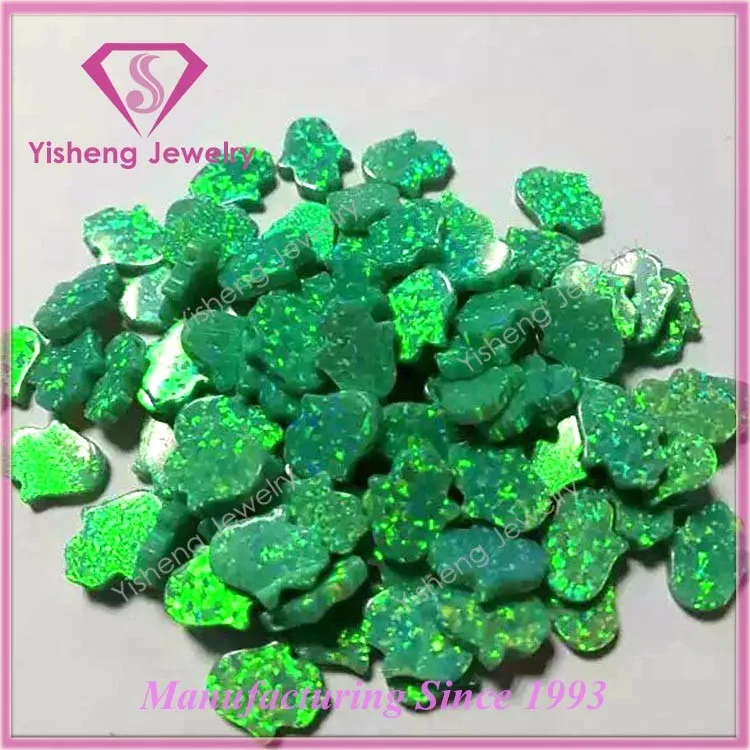 Customized Synthetic Opal Hamsa Heat-Resistant Mystic Fire Lab Created Plastic Gemstone Jewelry White/Pink/Blue Diamond Green