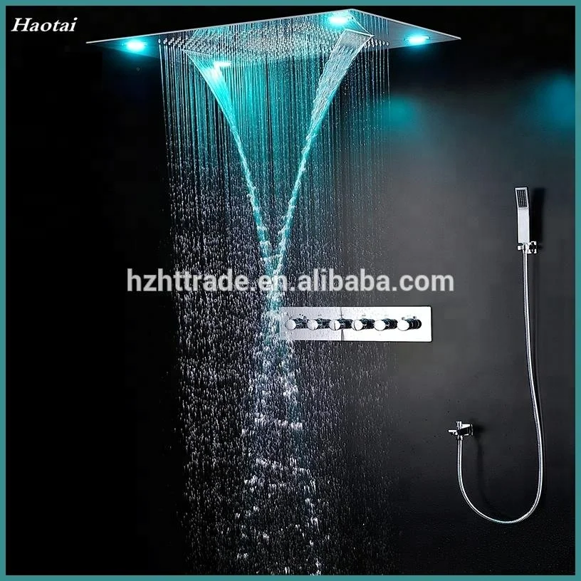 LED Fixed shower heads Ceiling overhead rain waterfall shower head