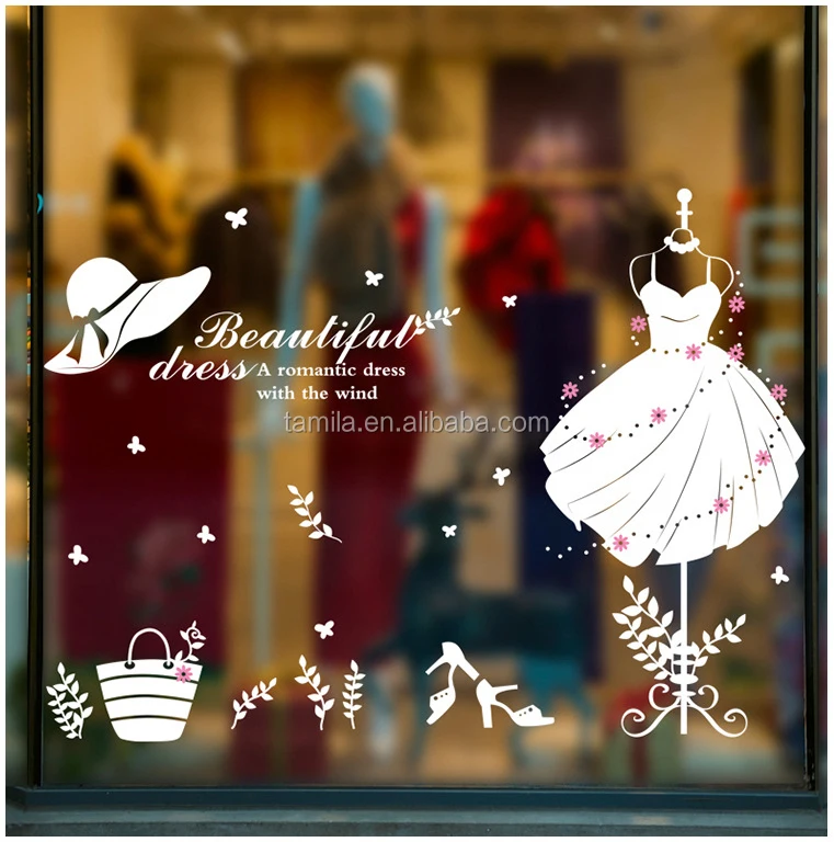 Removable White Dress Sticker for Display Shop Window Decoration Wallpaper