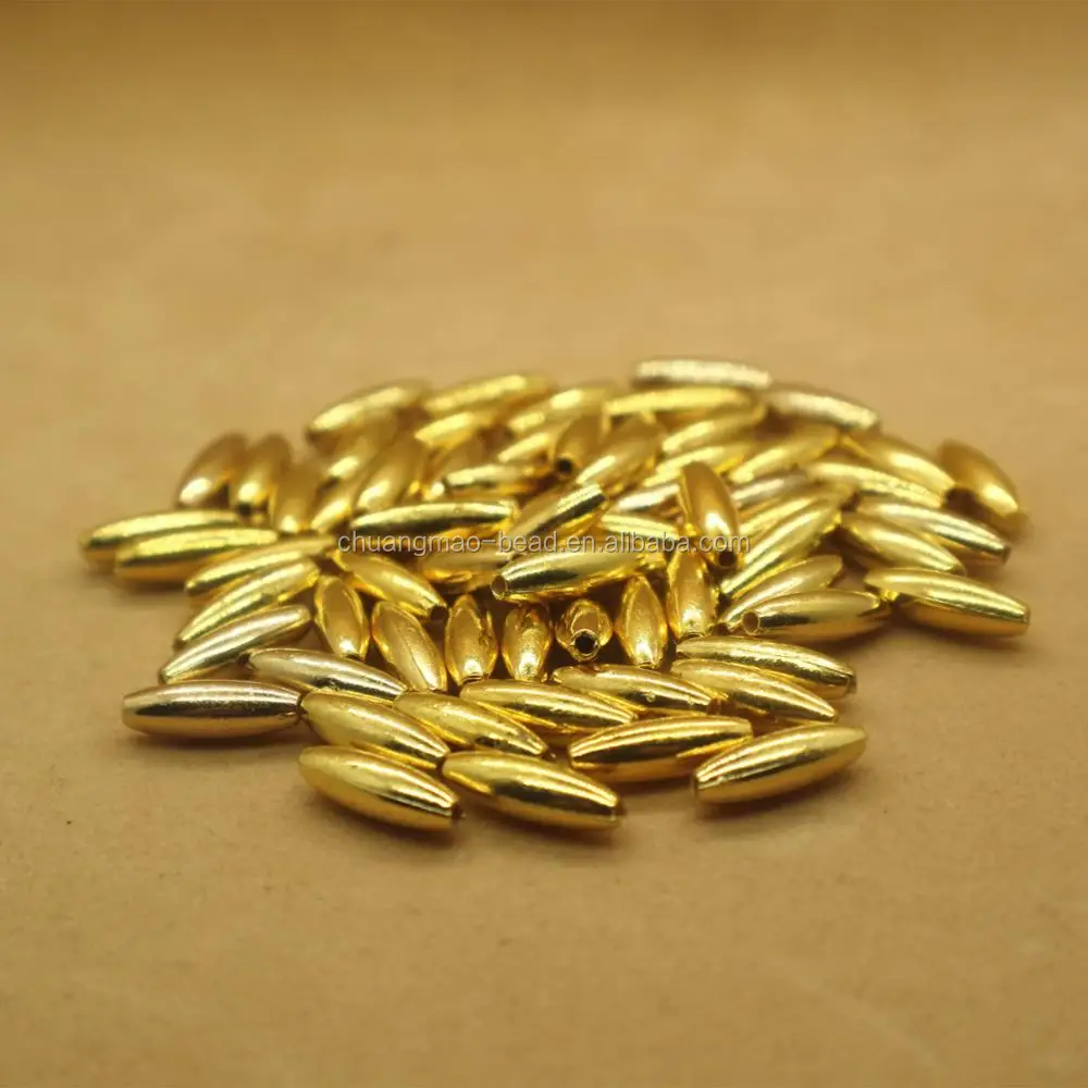 Hot sale ccb beads 4*12mm plastic rice golden beads for craft