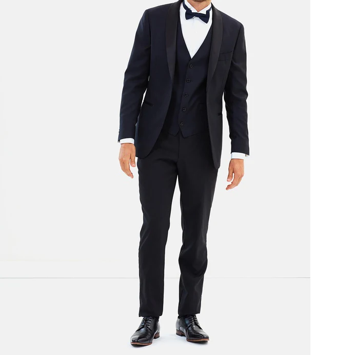 High quality bespoke pleat fronted wing collar men dress tuxedo shirt for men