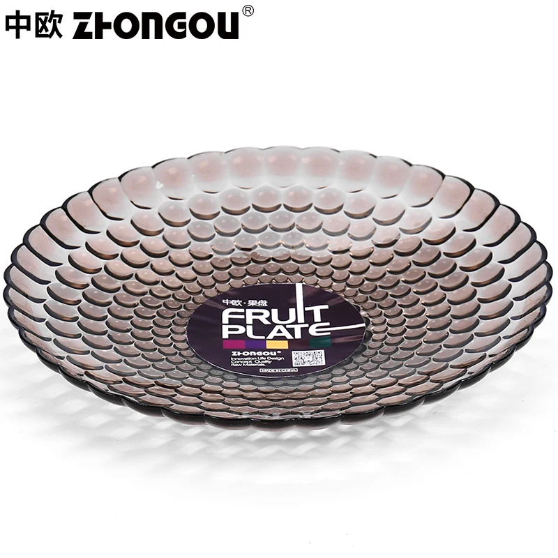 NEW kitchen tableware transparent round clear reusable PS  plastic plate custom fruit candy tray