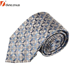 Классический стиль серый белый точечный узор 100% натуральный шелк на заказ тканый галстук