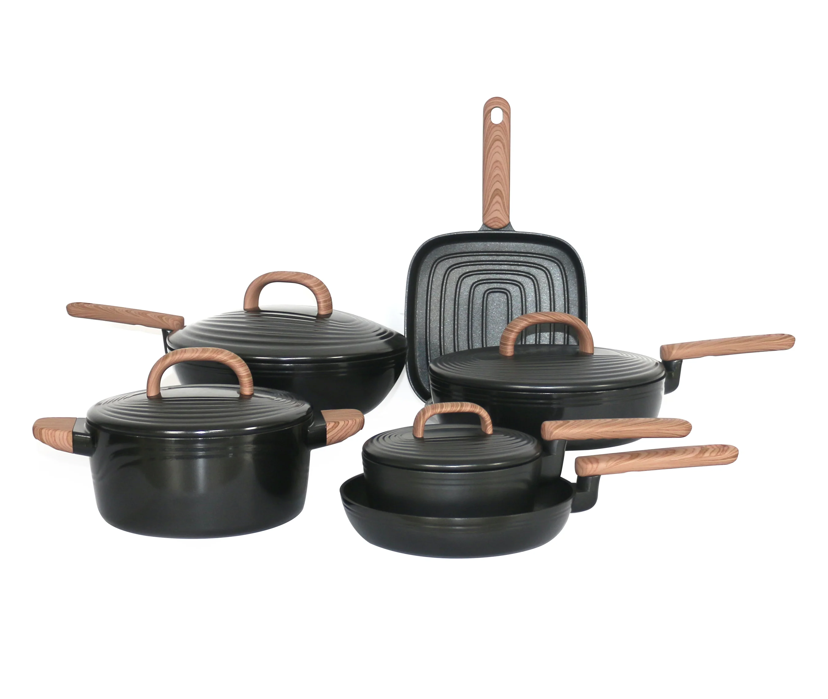 GROWTH RINGS SERIES die-casting aluminium cookware set non-stick
