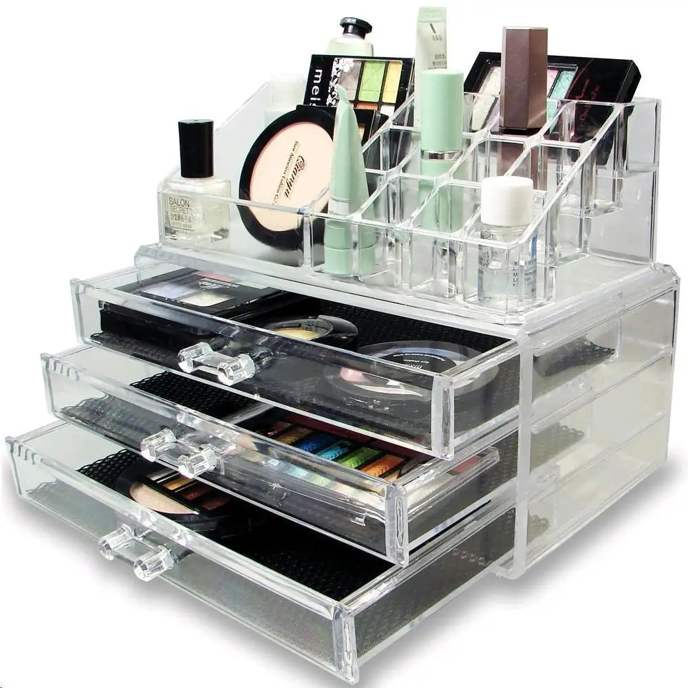 Iangel wholesale customized clear acrylic makeup organizer with drawers