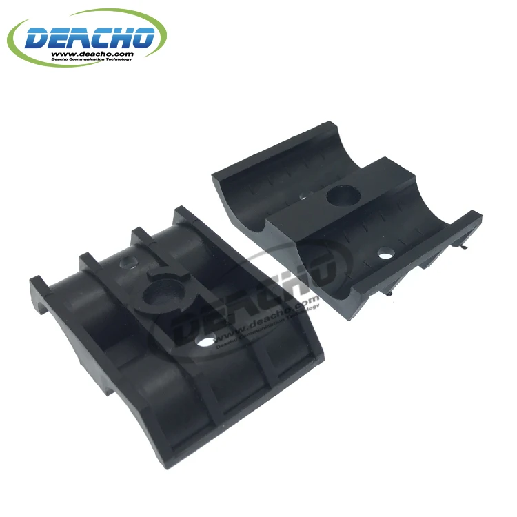 Coaxial feeder cable support block fiber optical cable and power cable clamp plastic hanger