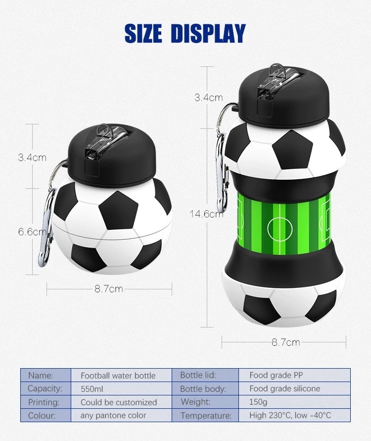 Drinkware Type Eco-Friendly Feature BPA FREE Football Foldable Ball Water Bottle
