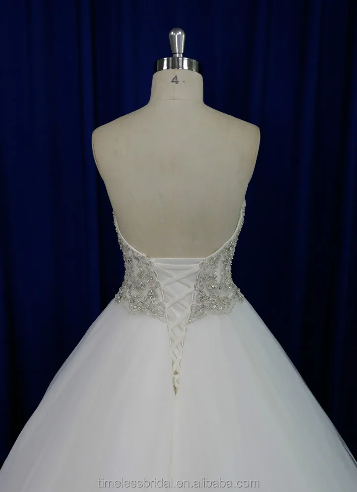 Strapless embroidered bodice puffy skirt saudi arabian wedding dress real sample