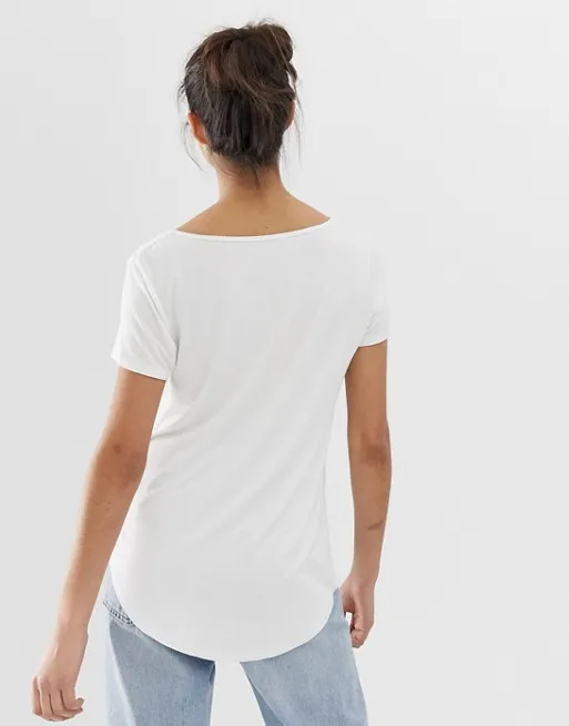 Fashion V-neck 100%Cotton 180Grams  Anti-pilling  Blank T-shirt With Pocket Necessary Basic White T-shirt