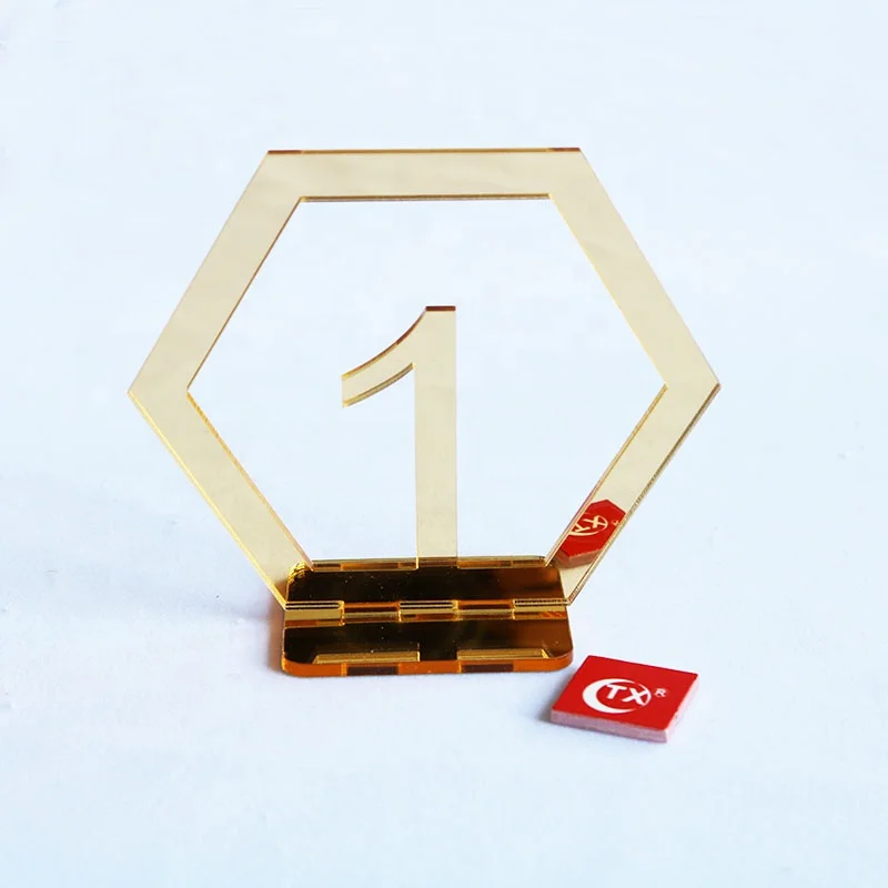 
TX Personalized Table Numbers 1-30 Acrylic Table Numbers with Holder Hexagon Shape Perfect for Wedding Reception and Decoration 