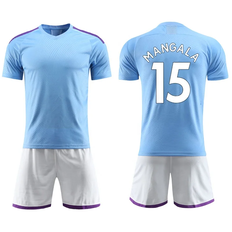 Custom 2019 Club New Design Cheap Man Football Jersey Blue City Soccer Uniform Kit