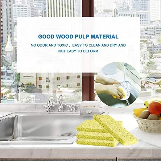 High Quality Cellulose Cleaning Scrub Sponge cellulose sponge kitchen cleaning Multifunctional Dishwashing Sponges