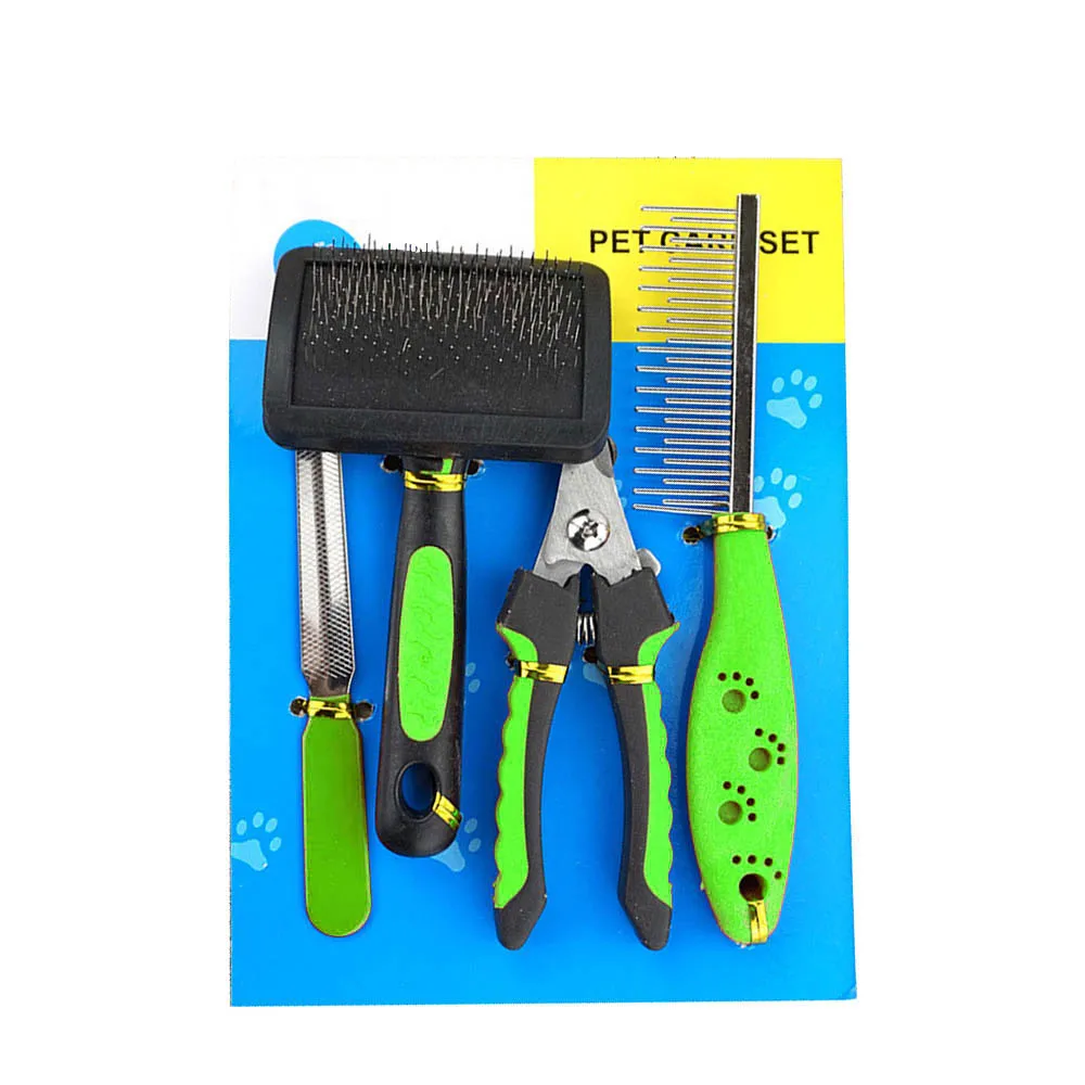 Pet Grooming Kit 4 in 1 Designer Pet Brush Comb Nail Scissor Set for Cats & Dogs