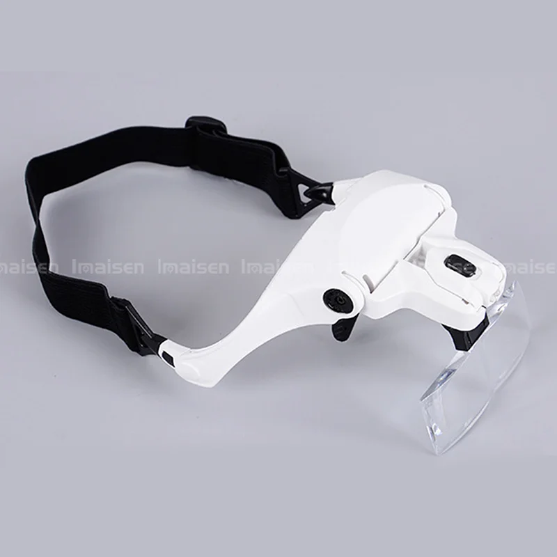 LED Helmet Magnifier with Glasses Bracket  Multiple lens Magnifying Glasses   Interchangeable 5 Pcs Lenses Headband 2LED Head L