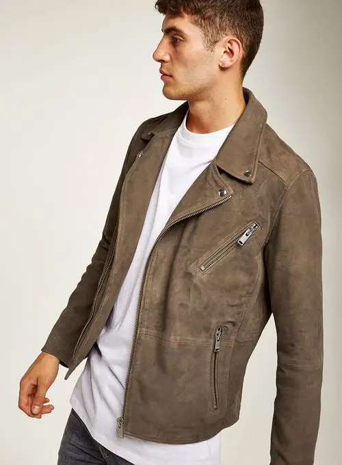 Wholesale latest custom design suede man leather jacket