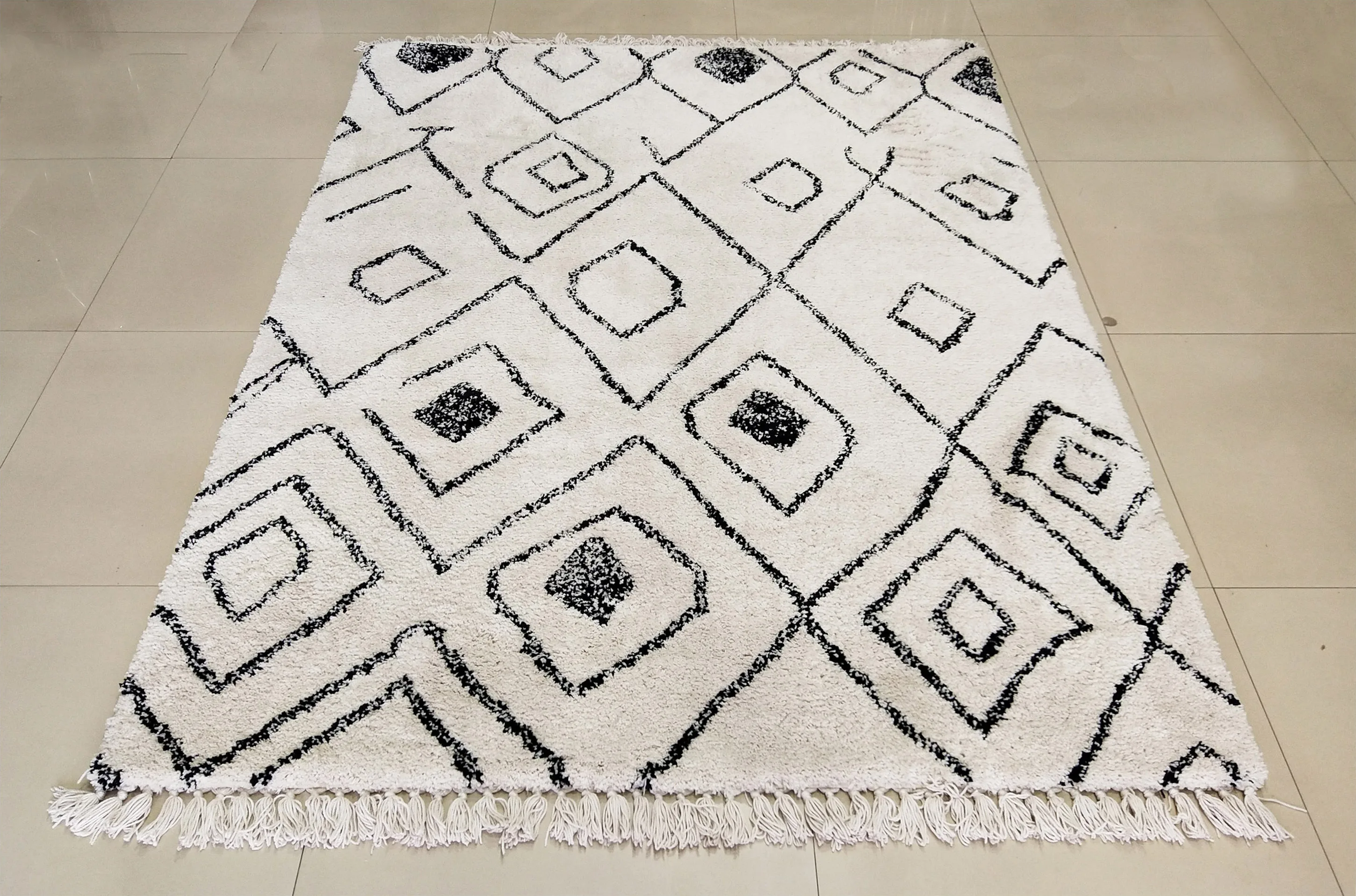 factory home textile polyester area rugs living room cut pile tufted moroccan diamond shaggy carpet