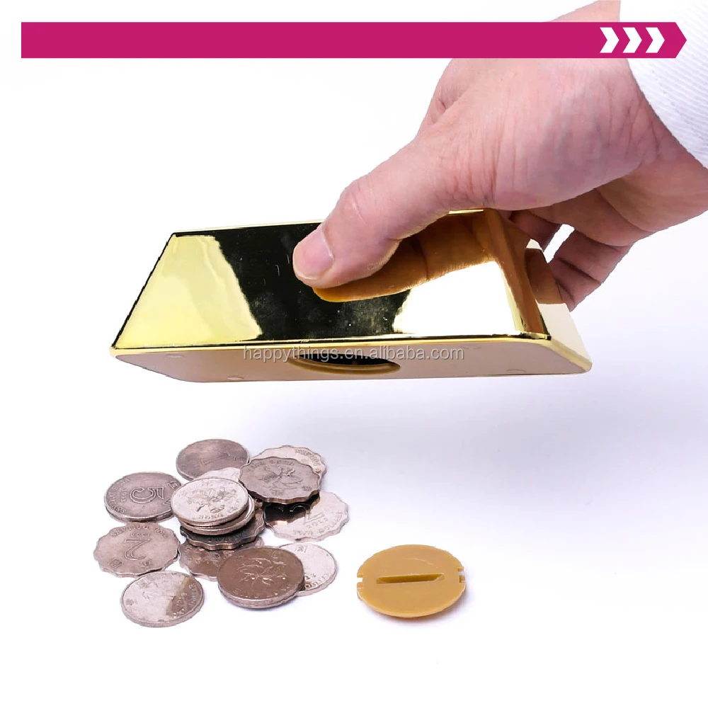 Factory Direct Home Decor Custom Logo Plastic Gold Bullion Piggy Bank