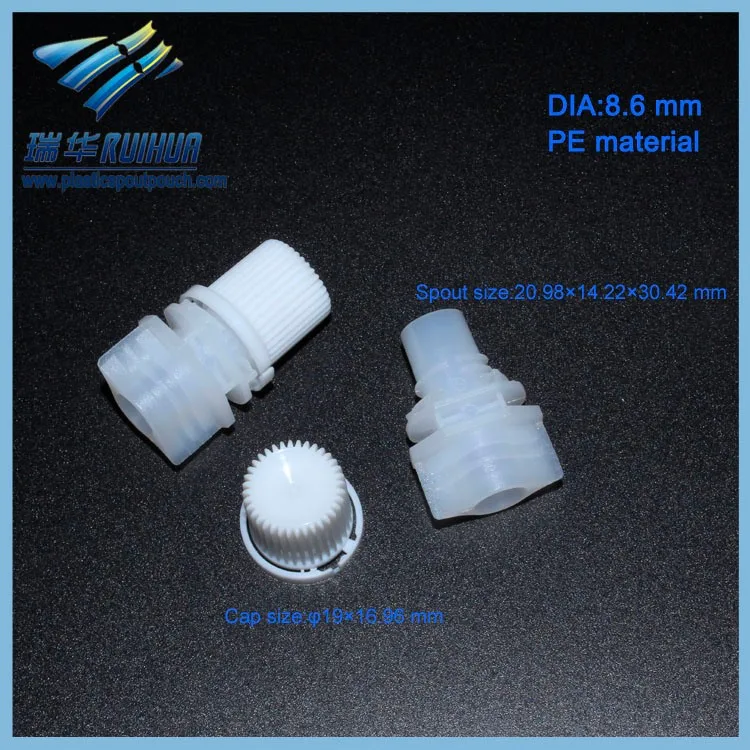 8.6mm Food packaging plastic doy pack spout with screw cap