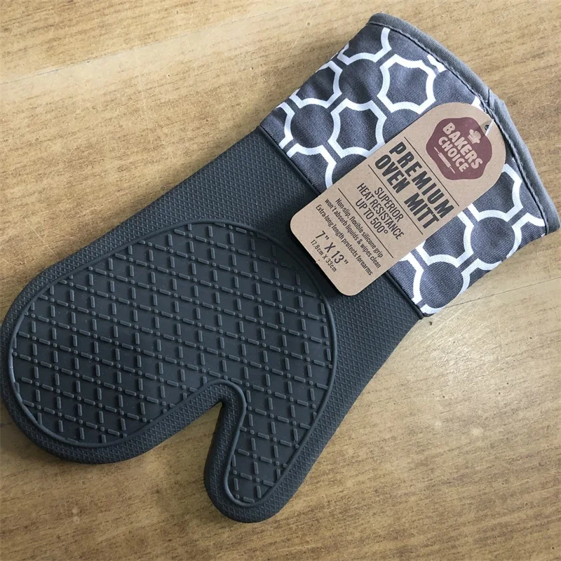 
high quality silicone glove 500degrees F heat resistant cooking oven mitts 