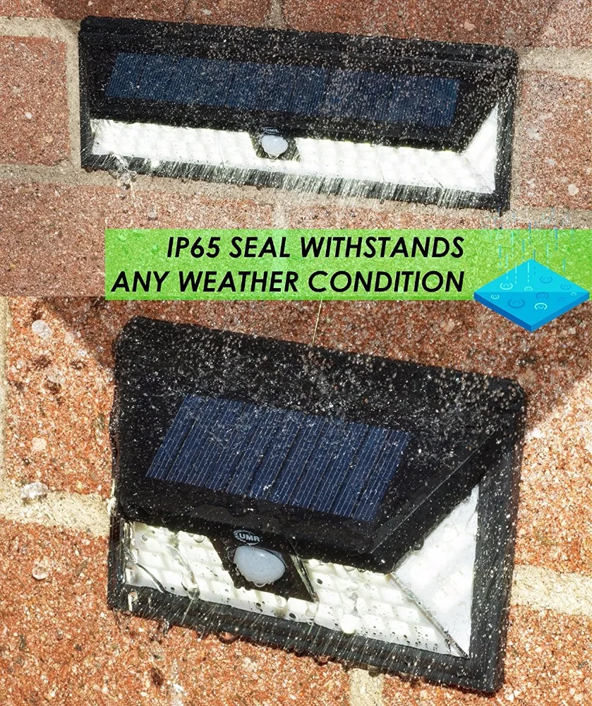 solar security motion sensor bright light for wall pool garage garden